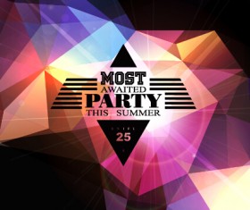 Summer night party poster vector material