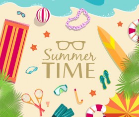 Summer travel elements set vector background 01
