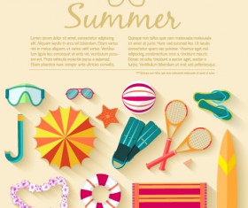 Summer travel elements set vector background 02