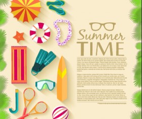 Summer travel elements set vector background 04