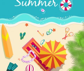 Summer travel elements set vector background 05