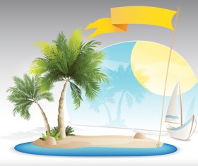 Summer tropical island travel background vector 01