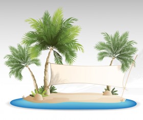 Summer tropical island travel background vector 02