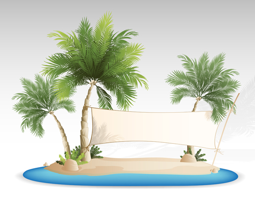 Summer tropical island travel background vector 02