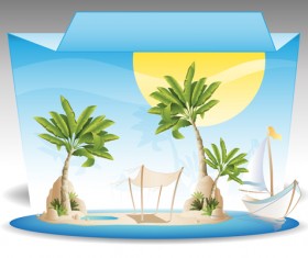 Summer tropical island travel background vector 03