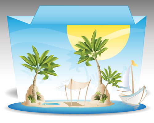 Summer tropical island travel background vector 03