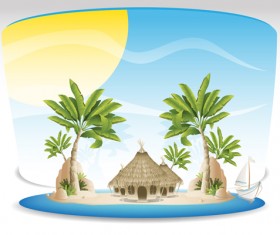 Summer tropical island travel background vector 04