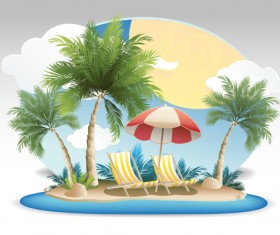 Summer tropical island travel background vector 06