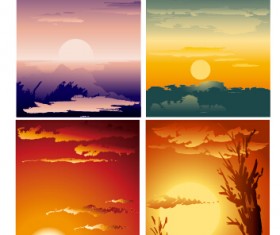 Sunrise and sunset design background vector