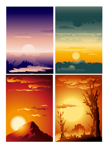 Sunrise and sunset design background vector
