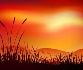 Sunset landscapes beautiful vector background 02