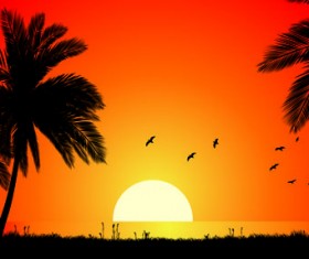 Sunset landscapes beautiful vector background 03