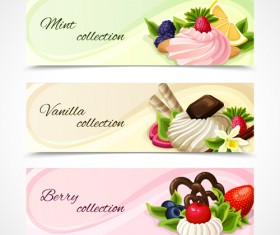 Sweet and fruit vector banners graphics 01