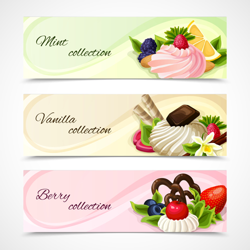 Sweet and fruit vector banners graphics 01