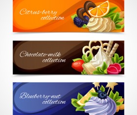Sweet and fruit vector banners graphics 02