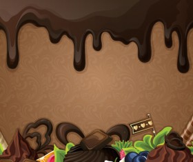 Sweet with drop chocolate background set vector 02