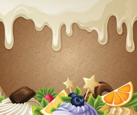 Sweet with drop chocolate background set vector 03