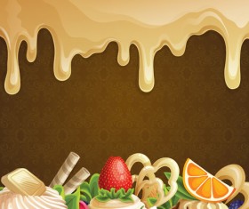 Sweet with drop chocolate background set vector 05