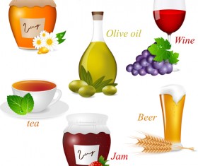Tasty jams design elements vector set 05