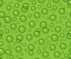 Transparent water drops with green background vector seamless pattern