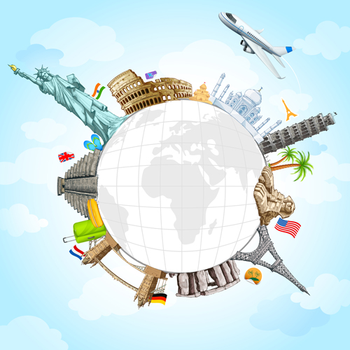 Travel around the world creative vector material 03