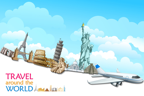 Travel around the world creative vector material 05