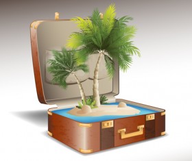 Travel elements and suitcase creative background set 01
