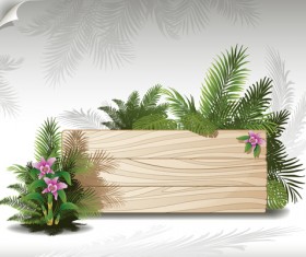 Tropical plants with billboard vector design 01