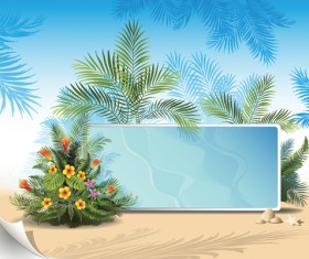 Tropical plants with billboard vector design 03