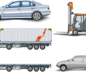 Trucks with car and forklift vector