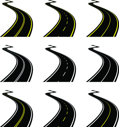 Various asphalt roads vector material 04