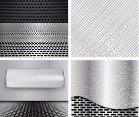 Various metal style background set vector 01