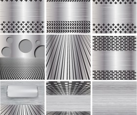 Various metal style background set vector 03