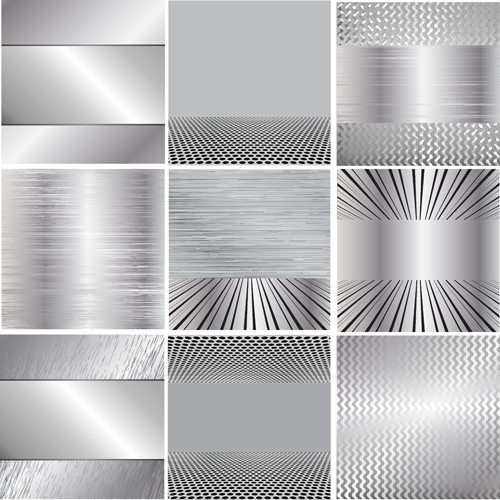 Various metal style background set vector 04