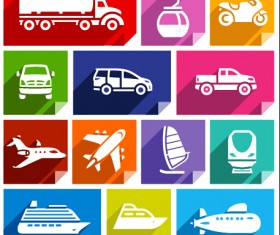 Various transport icons set vector 02