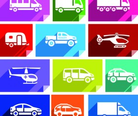 Various transport icons set vector 04