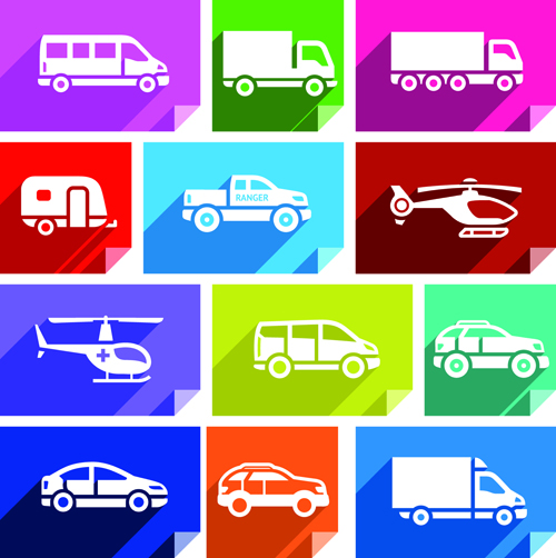 Various transport icons set vector 04
