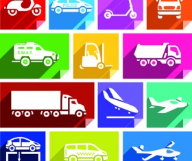 Various transport icons set vector 05