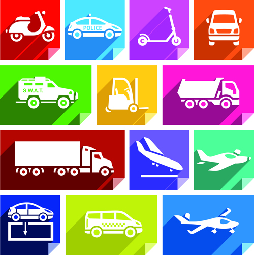 Various transport icons set vector 05