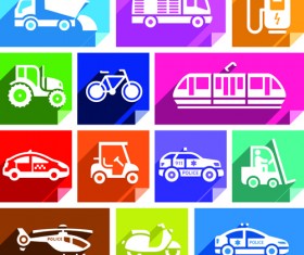 Various transport icons set vector 07