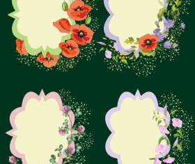 Vector cute flower card set