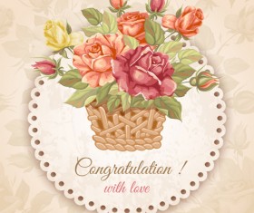 Vector retro flower card graphic 01