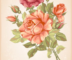 Vector retro flower card graphic 03