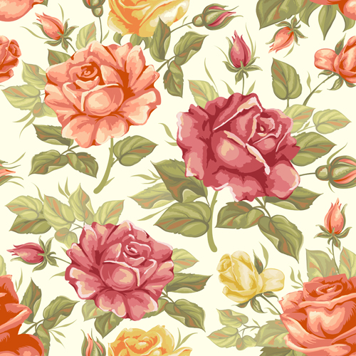 Vector seamless retro flower pattern graphic free download