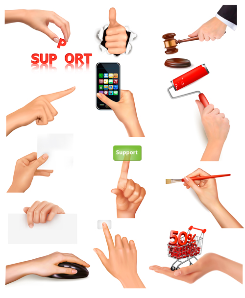 Vector set of hand gestures design graphics 02