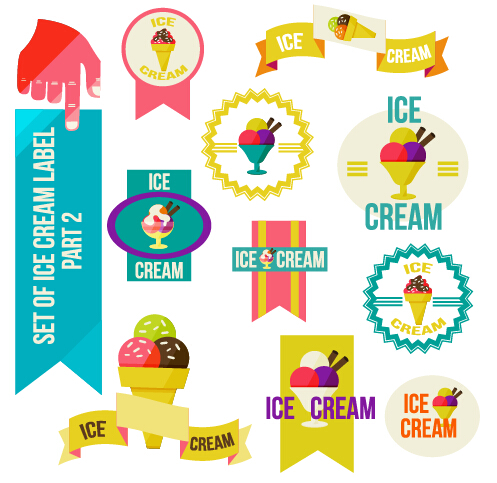 Vintage Ice cream vector labels 02