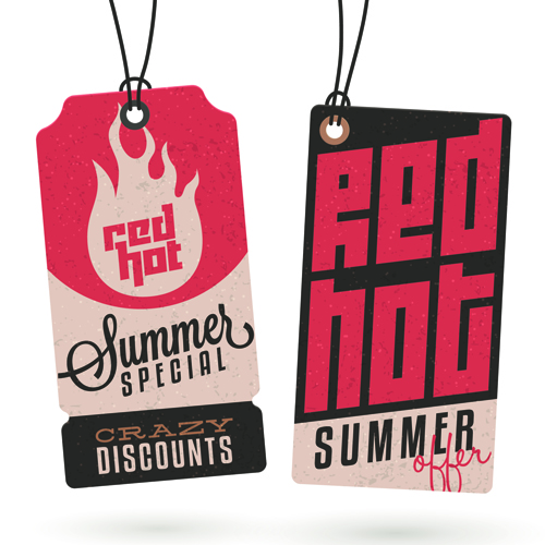Vintage cardboard summer discount sale tags vector 02