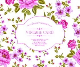 Vintage flowers with frame card vector 02
