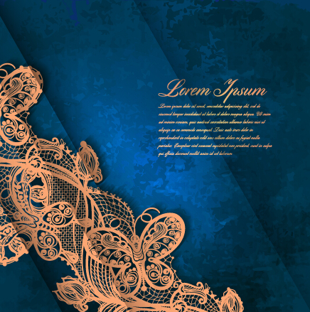 Vintage lace ornate background vector material 03