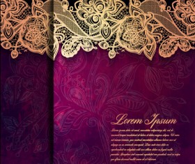 Vintage lace ornate background vector material 04